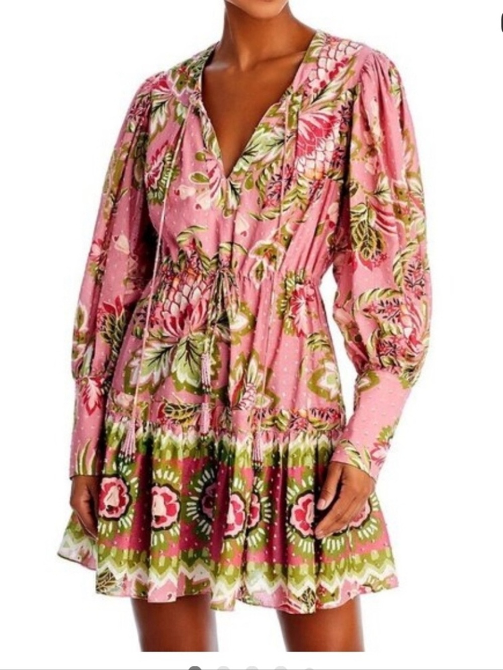 Farm Rio Aura Peasant Soft Pink Dress NWT Size L